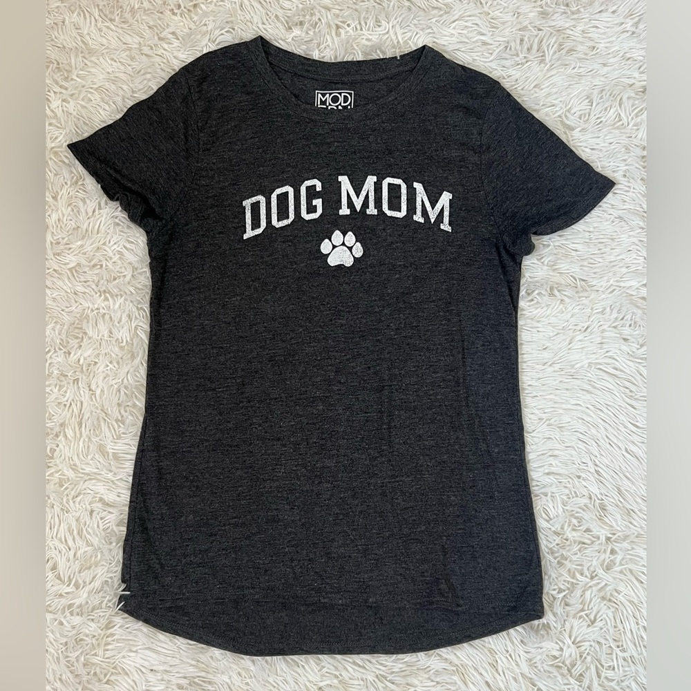 Modern Lux Women’s Dog Mom Graphic Tee Charcoal Gray Size Medium